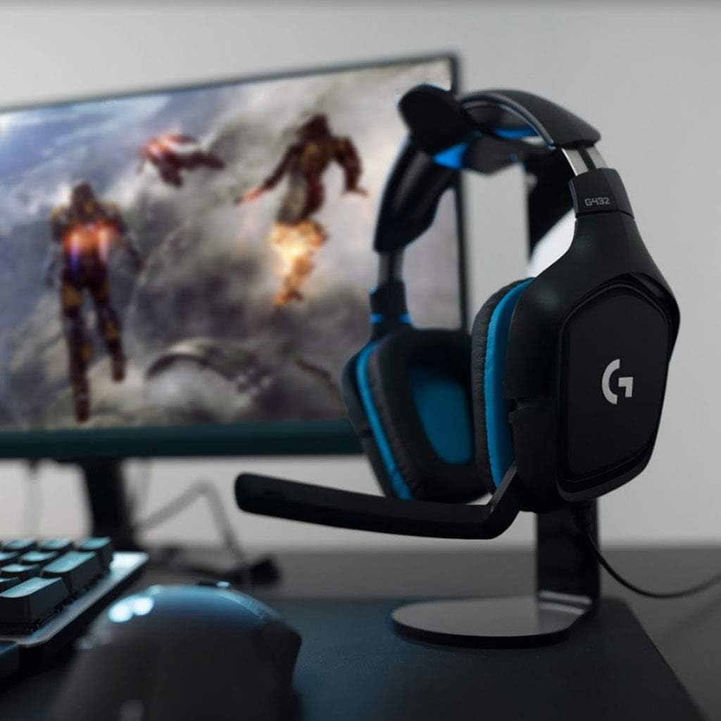 432 Wired Gaming Headset, 7.1 Surround Sound, DTS Headphone:X 2.0, Flip-To-Mute Mic, PC (Leatherette) Black/Blue