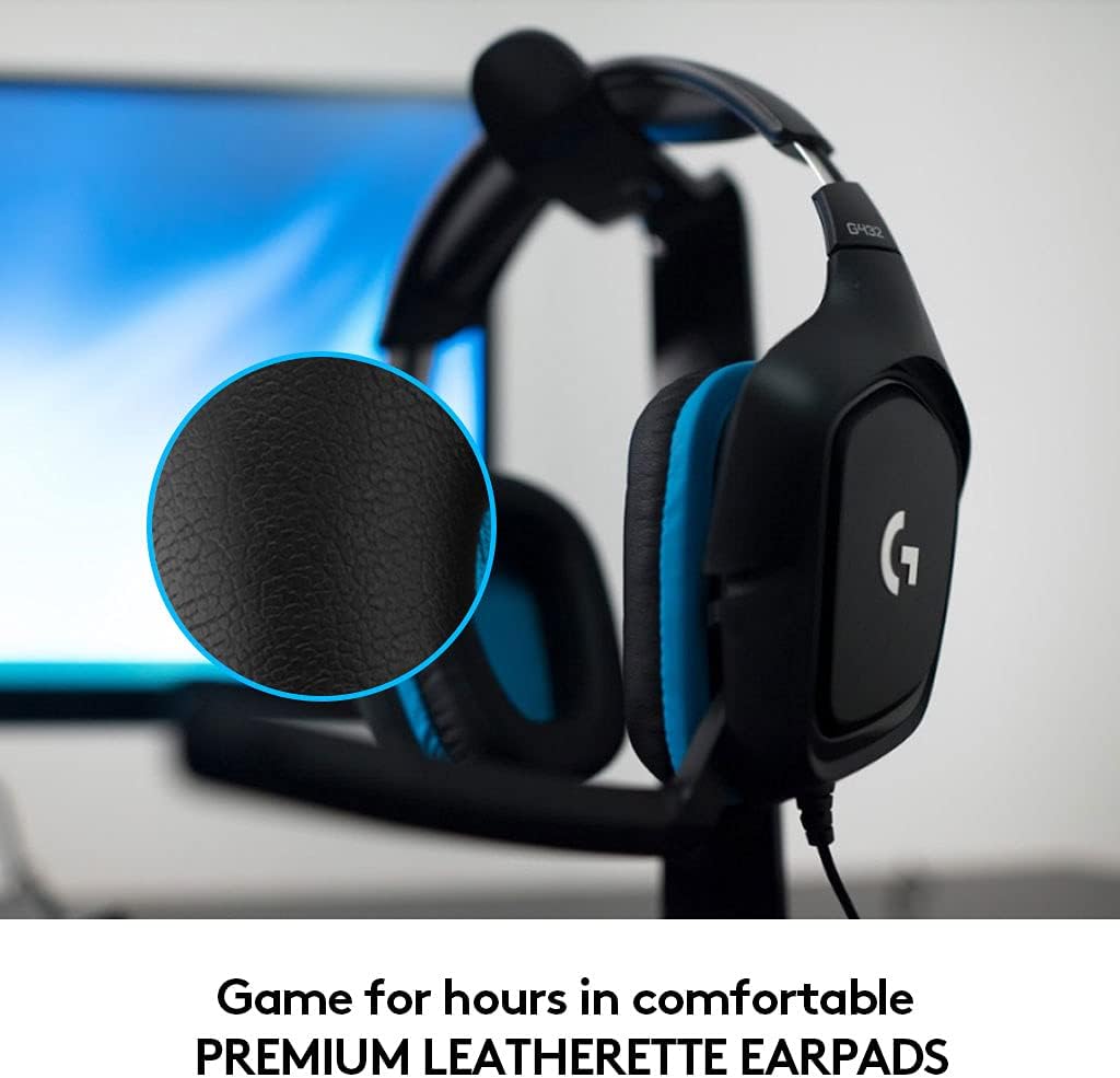 432 Wired Gaming Headset, 7.1 Surround Sound, DTS Headphone:X 2.0, Flip-To-Mute Mic, PC (Leatherette) Black/Blue