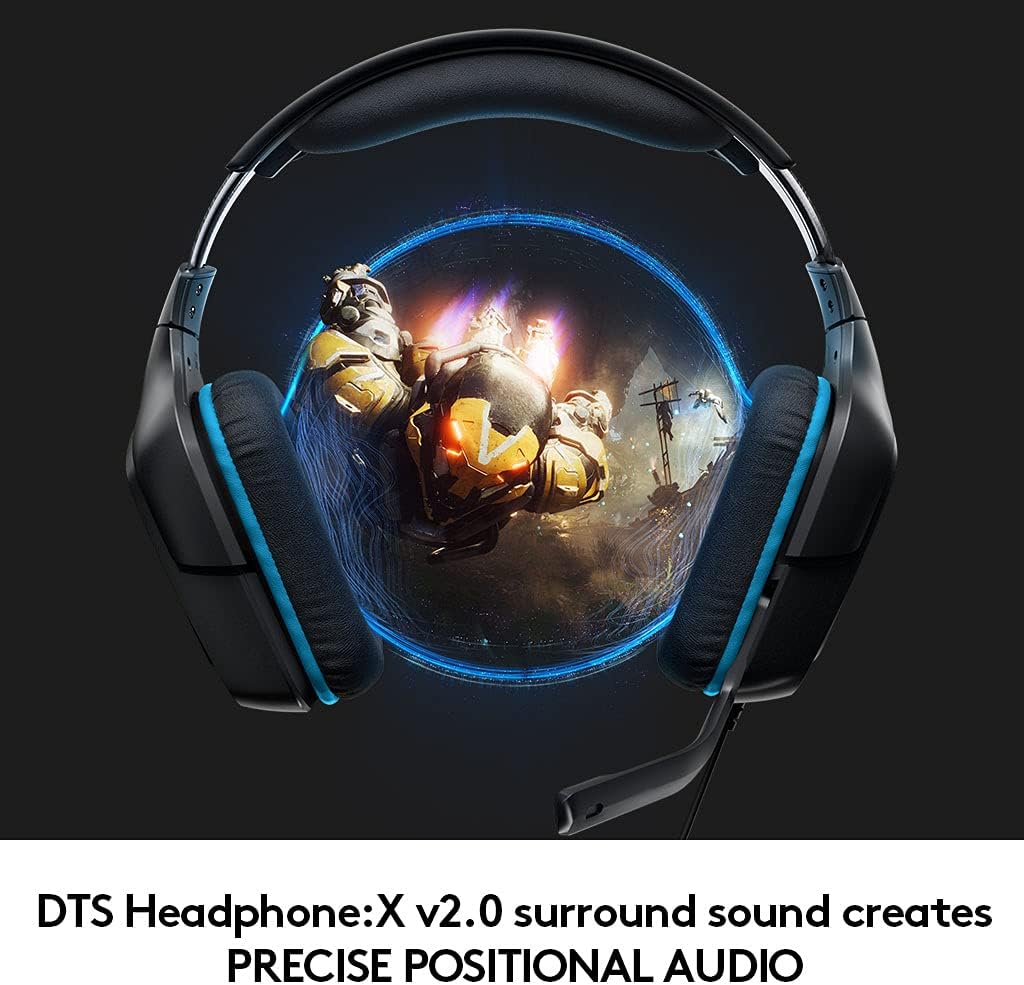 432 Wired Gaming Headset, 7.1 Surround Sound, DTS Headphone:X 2.0, Flip-To-Mute Mic, PC (Leatherette) Black/Blue