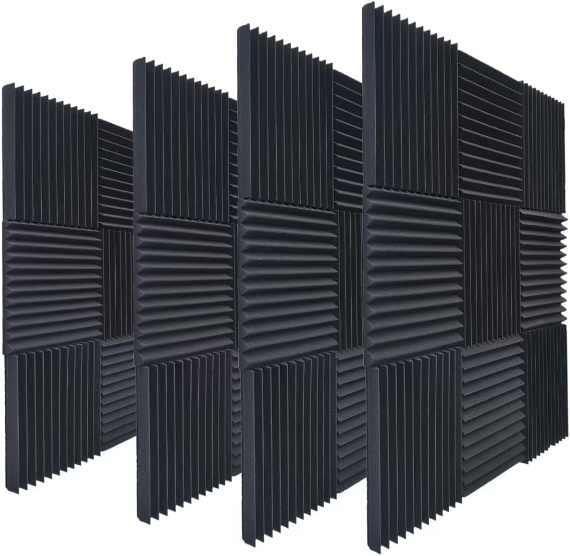 24 Pack Soundproof Wall Panels,Sound Absorbing for Studio, 12"*12"*2" Inch Acoustic Panels, High-Density Fireproof Sound Proof Panels for Walls(Black/Blue)