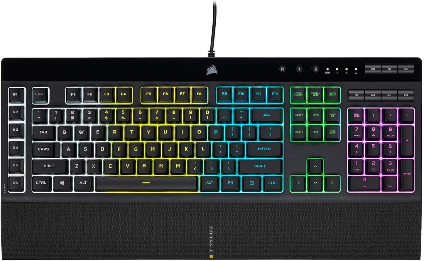 K55 CORE RGB Membrane Wired Gaming Keyboard – Quiet, Responsive Switches – Spill Resistance – Ten-Zone RGB – Media Keys – Icue Compatible – QWERTY NA – PC, Mac – Gray