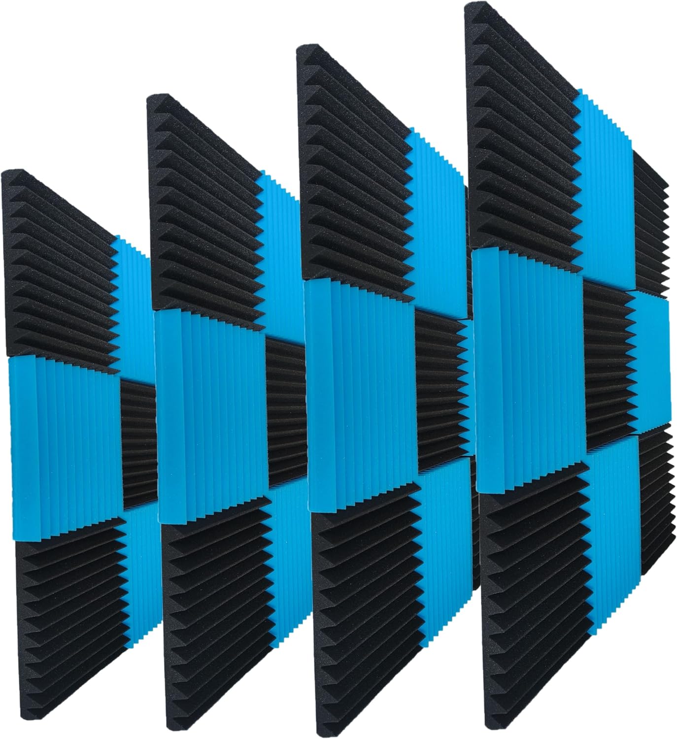 24 Pack Soundproof Wall Panels,Sound Absorbing for Studio, 12"*12"*2" Inch Acoustic Panels, High-Density Fireproof Sound Proof Panels for Walls(Black/Blue)